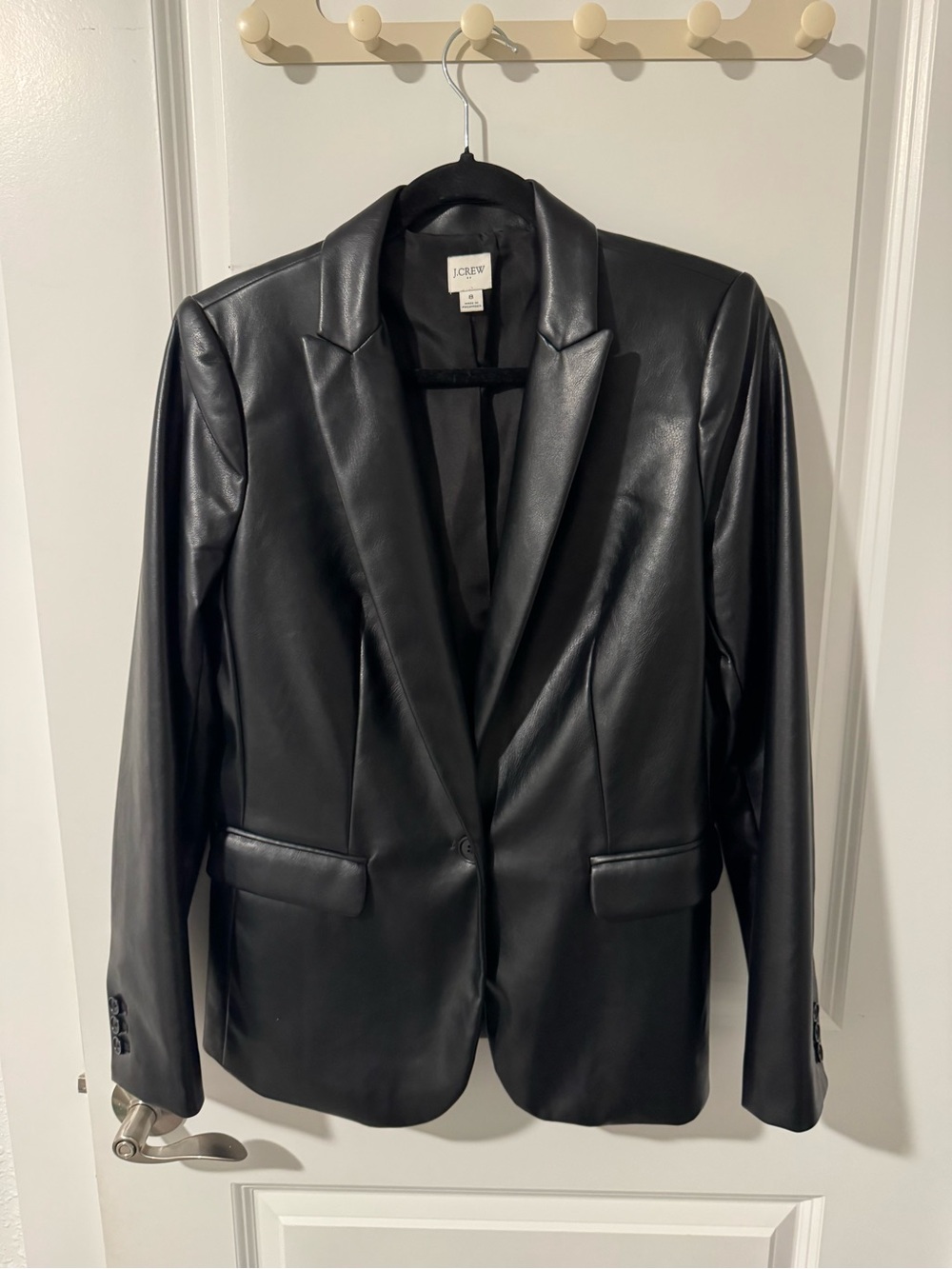 J.CREW, FAUX LEATHER BLAZER